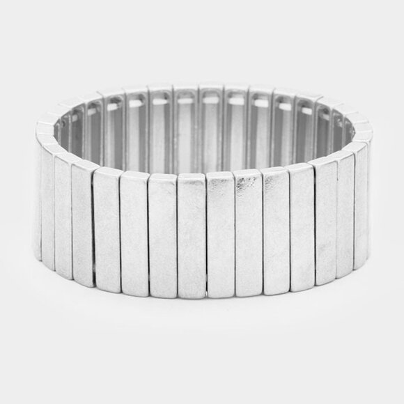 Big Bold Beautiful Metallic Gold & Silver Geometric Stretch Bracelets NEW - Picture 5 of 6